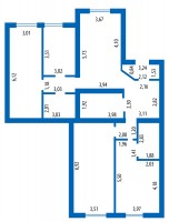 Планировка четырехкомнатной квартиры площадью 0,00 м2 в жилом районе «Волгарь» в Самаре