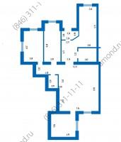 Планировка четырехкомнатной квартиры площадью 0,00 м2 в жилом районе «Волгарь» в Самаре