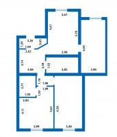 Планировка трехкомнатной квартиры площадью 0,00 м2 в жилом районе «Волгарь» в Самаре